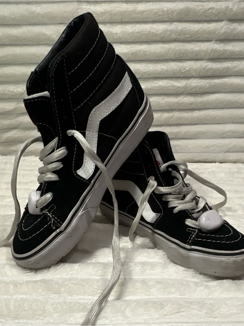 Vans Kids High-Top Skate Sneakers in Black and White